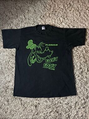 Vintage 80s Disney Goofy Florida T Shirt Velva Sheen Neon Single Stitch L